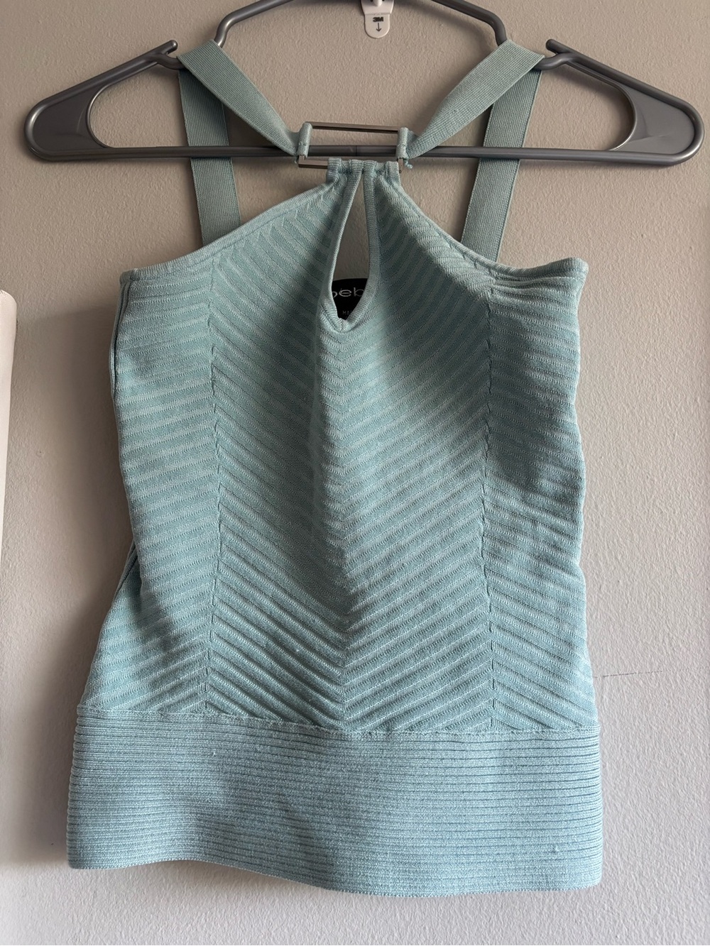 bebe Vintage Hardware Halter Silk Blend Mint Top Small